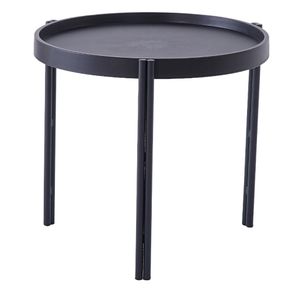 13 Mesa de Apoio Redonda Enjoy Rivatti 50 cm -Largura- Tampo Polipropileno Preto Base em Aco Preto